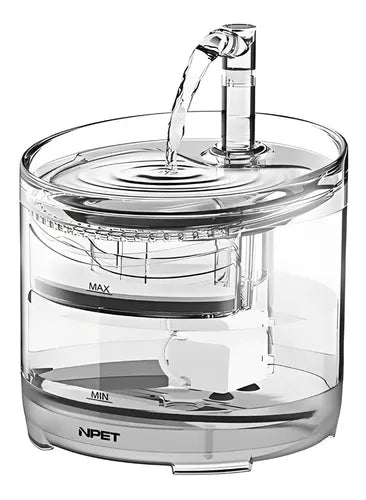 Fuente de agua automática para gatos y mascotas pequeñas con circulación continua, filtro reemplazable multicapa, material libre de BPA y diseño práctico para hidratación diaria.