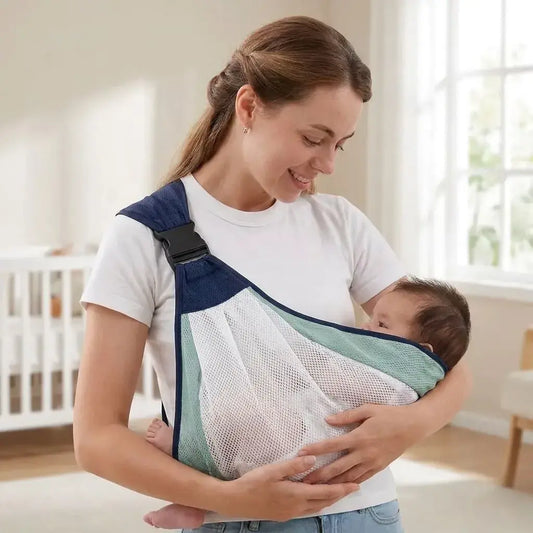Fular portabebé ergonómico, transpirable y ajustable para recién nacidos. Cómodo, seguro y práctico, ideal para mantener al bebé cerca con manos libres en el día a día.