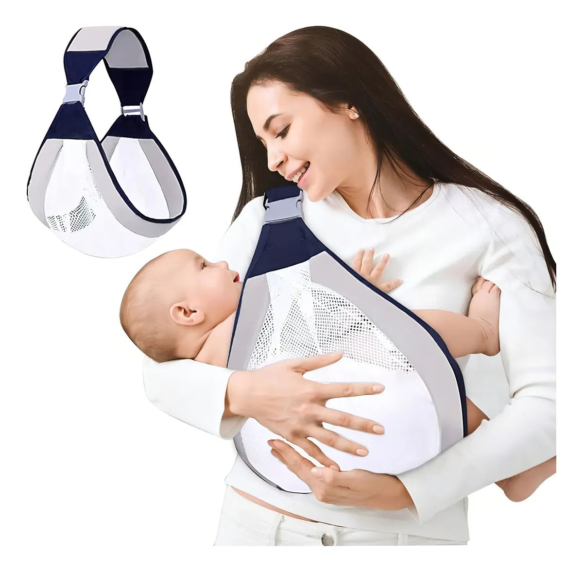 Fular portabebé ergonómico, transpirable y ajustable para recién nacidos. Cómodo, seguro y práctico, ideal para mantener al bebé cerca con manos libres en el día a día.
