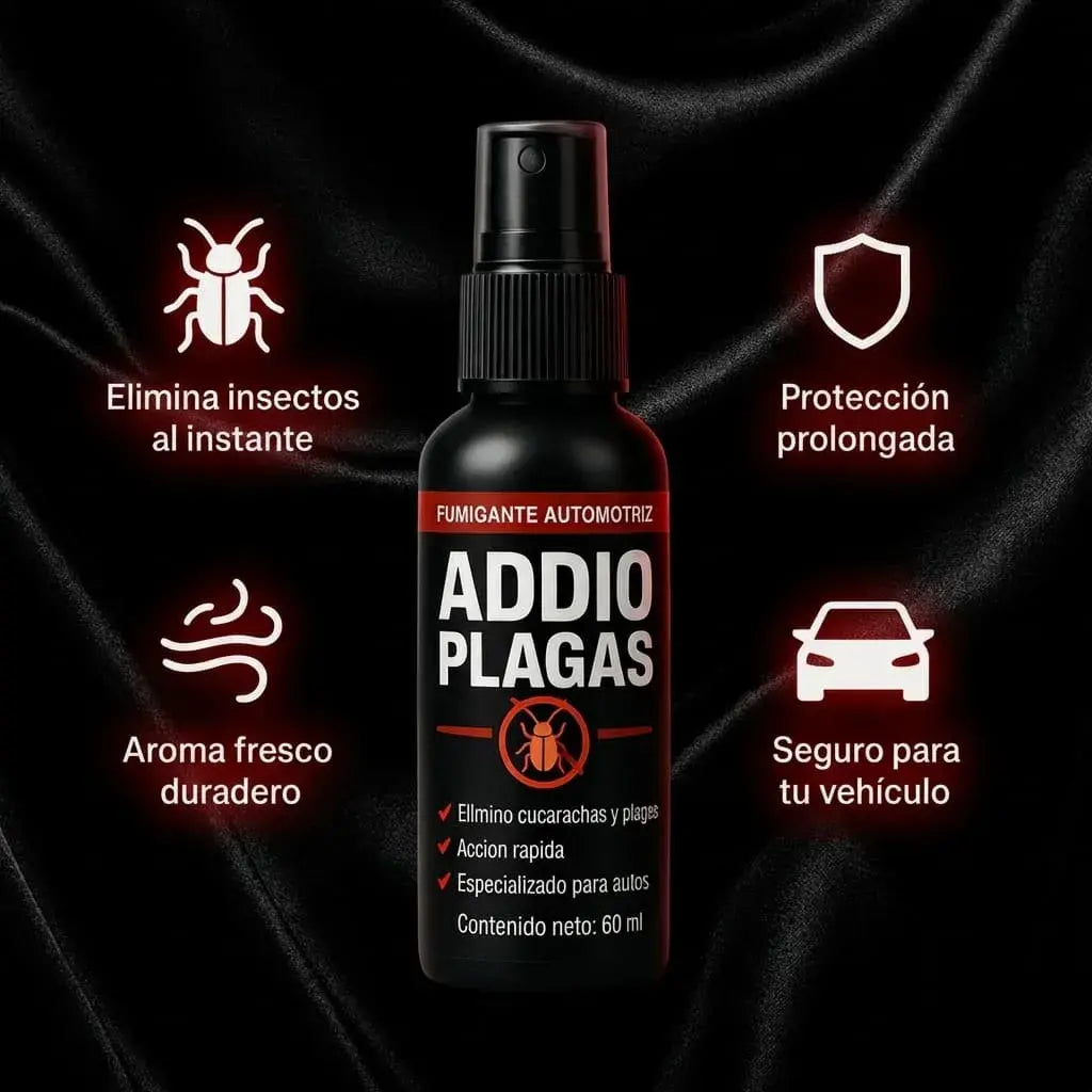 Fumigador para carro de 60 ml contra cucarachas, hormigas e insectos. Ayuda al control de plagas en el interior del vehículo y deja aroma fresco.