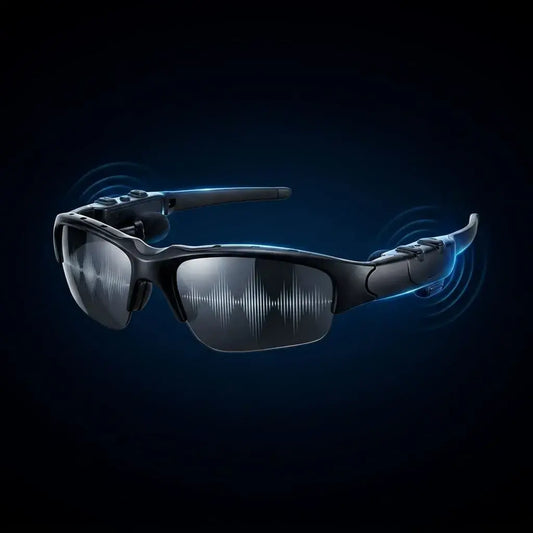 Gafas de sol Bluetooth con audio, micrófono y control de llamadas. Compatibles con Android y iPhone, ideales para actividades al aire libre.
