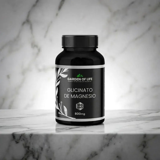 Glicinato de magnesio en frasco oscuro de 360 cc con termosellado de seguridad. Complemento para rutina diaria de bienestar, descanso y apoyo muscular.