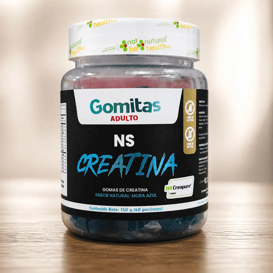 Gomitas de creatina monohidratada por 60 unidades, prácticas, frutales y fáciles de llevar para complementar tu rutina de entrenamiento.