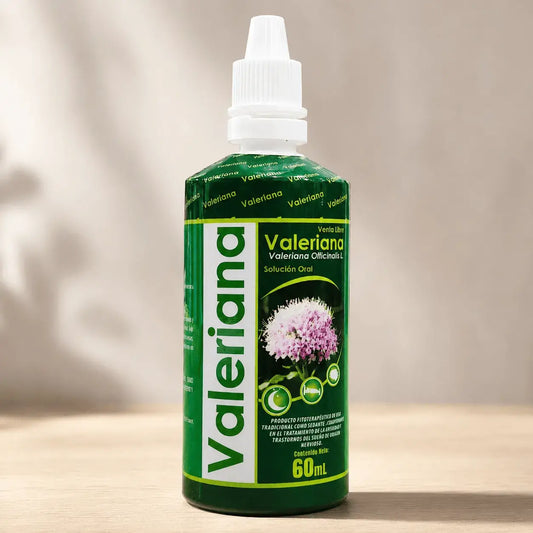 Gotas de valeriana Nature Health, una presentación líquida de uso tradicional para complementar rutinas de relajación, calma y descanso.