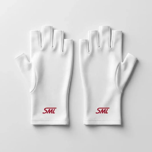 Guantes reutilizables para protección de luz UV en manicura. Ideales para esmalte en gel y lámparas UV. Cómodos, resistentes y prácticos.