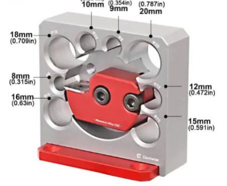 Herramienta en aluminio para formar varillas de madera con precisión. Ajustable, resistente y fácil de usar en trabajos de carpintería y bricolaje.
