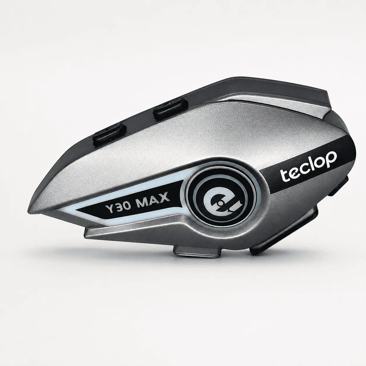 Intercomunicador Bluetooth 5.3 para casco de moto con cancelación de ruido, IPX6, llamadas manos libres, música, GPS, conexión dual, batería de 1000 mAh y carga USB.