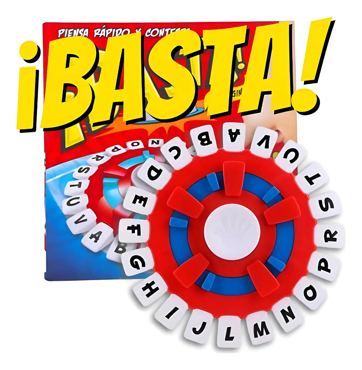 Juego de mesa BASTA Clásico con ruleta de letras, cartas de categorías y manual. Ideal para 2 a 8 jugadores desde 6 años, perfecto para familia, fiestas, clases y agilidad mental.