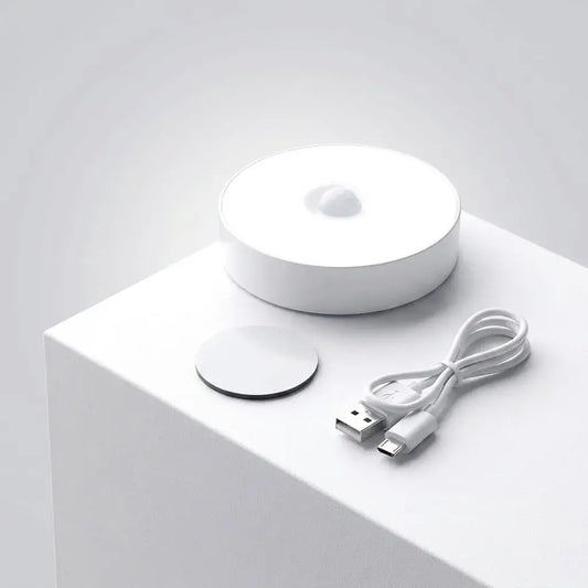 Kit x3 lámparas LED recargables con sensor de movimiento, luz fría, carga USB, batería de litio 250 mAh y base magnética para hogar u oficina.