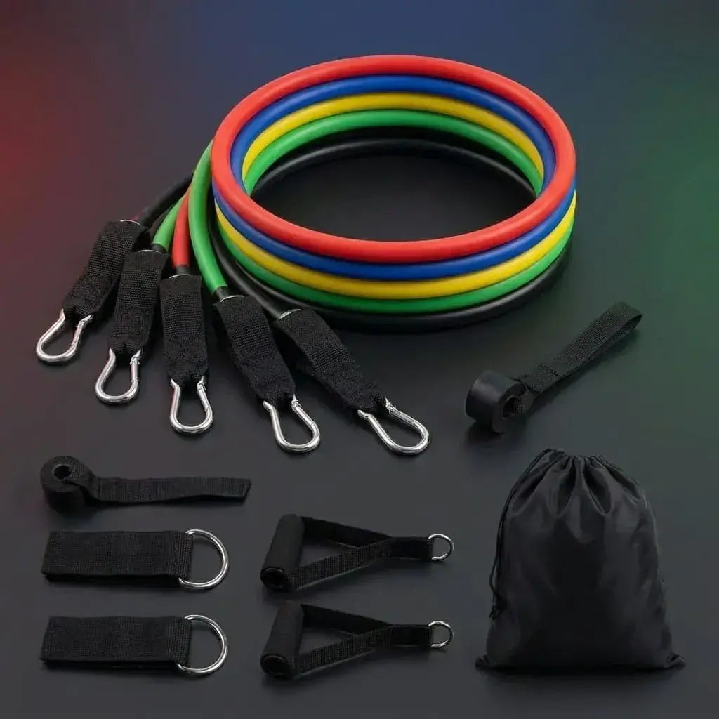 Kit Bandas Elásticas Tubulares DROPS para entrenamiento funcional, fuerza y resistencia. Ideal para rutinas en casa, gimnasio, viajes y ejercicios de cuerpo completo.