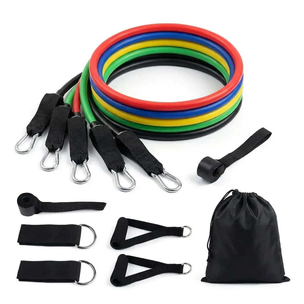 Kit Bandas Elásticas Tubulares DROPS para entrenamiento funcional, fuerza y resistencia. Ideal para rutinas en casa, gimnasio, viajes y ejercicios de cuerpo completo.