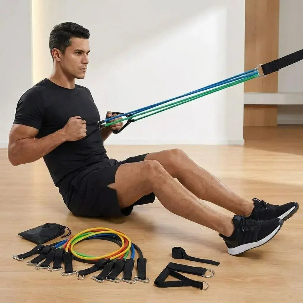 Kit Bandas Elásticas Tubulares DROPS para entrenamiento funcional, fuerza y resistencia. Ideal para rutinas en casa, gimnasio, viajes y ejercicios de cuerpo completo.