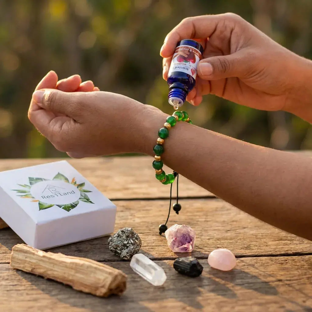 Kit espiritual para autocuidado y armonía interior, ideal para momentos de calma, relajación y conexión personal en casa.