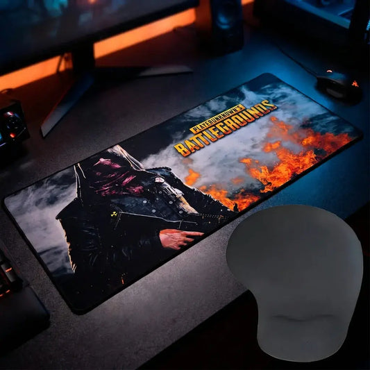 Mouse pad gamer antifluido 80x30 cm más almohadilla siliconada acolchonada. Mayor precisión, comodidad y estabilidad para oficina o gaming.
