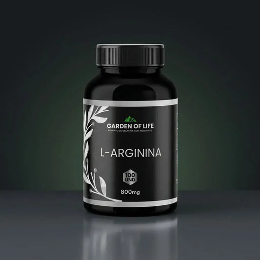 L-Arginina en cápsulas, frasco oscuro de 360 cc con termosellado de seguridad. Complemento para circulación, rendimiento físico, energía y vitalidad masculina.