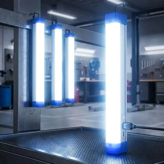Lámpara LED recargable imantada T330 portátil. Ideal para hogar, oficina o taller con instalación magnética y batería recargable.