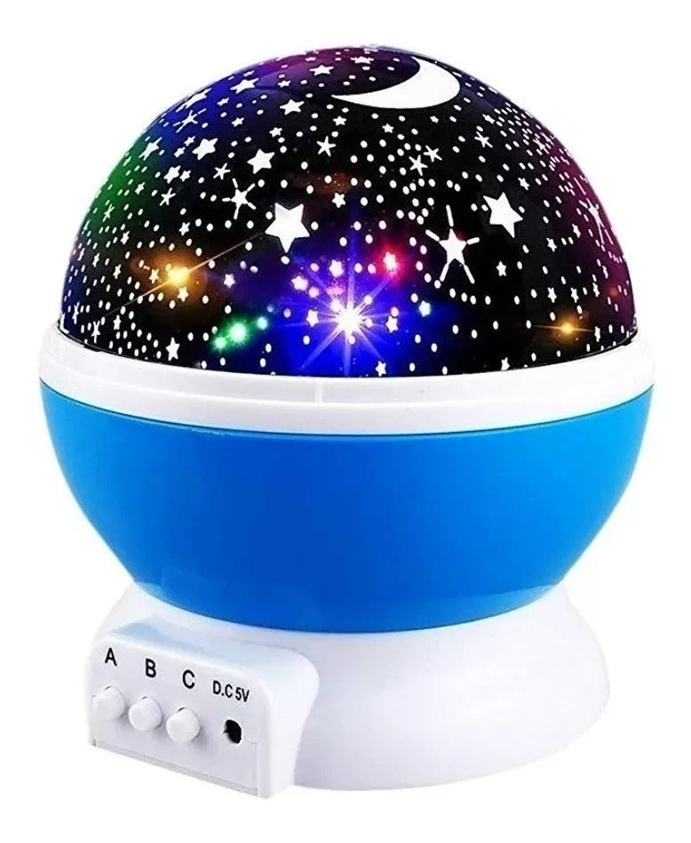 Lámpara Proyector de Estrellas Star Master para niños con domo giratorio, colores combinables, luz nocturna galáctica y funcionamiento por USB o baterías.
