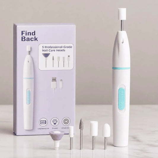 Lima eléctrica portátil para uñas con 5 puntas intercambiables, ideal para manicure, pedicure, limar, pulir, retirar cutícula y dar brillo.