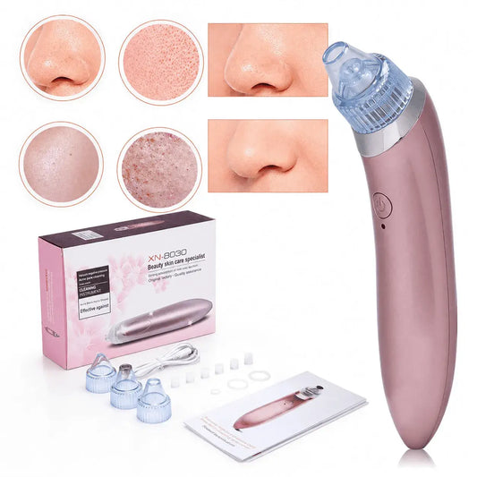 Limpiador facial XN-8030 con succión al vacío, cuatro intensidades, cuatro cabezales, luz integrada y carga USB para complementar tu rutina de cuidado facial.