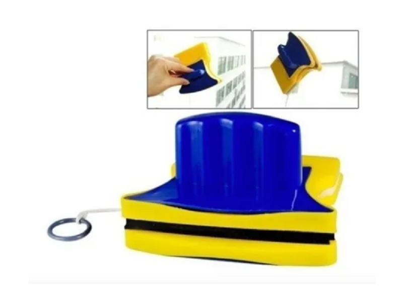 Limpiavidrios magnético de doble cara: limpia el vidrio por dentro y por fuera al mismo tiempo. Imanes reforzados, esponja y plumilla, cuerda de seguridad y repuestos. Ideal para apartamentos.