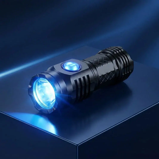 Linterna táctica LED DROPS con enfoque ajustable, ideal para emergencias, camping, trabajo nocturno, exterior, hogar, carro y uso diario.