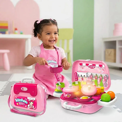Little Kitchen Bag™ cocinita portátil para niños que fomenta la imaginación, el juego creativo y el entretenimiento educativo sin pantallas.