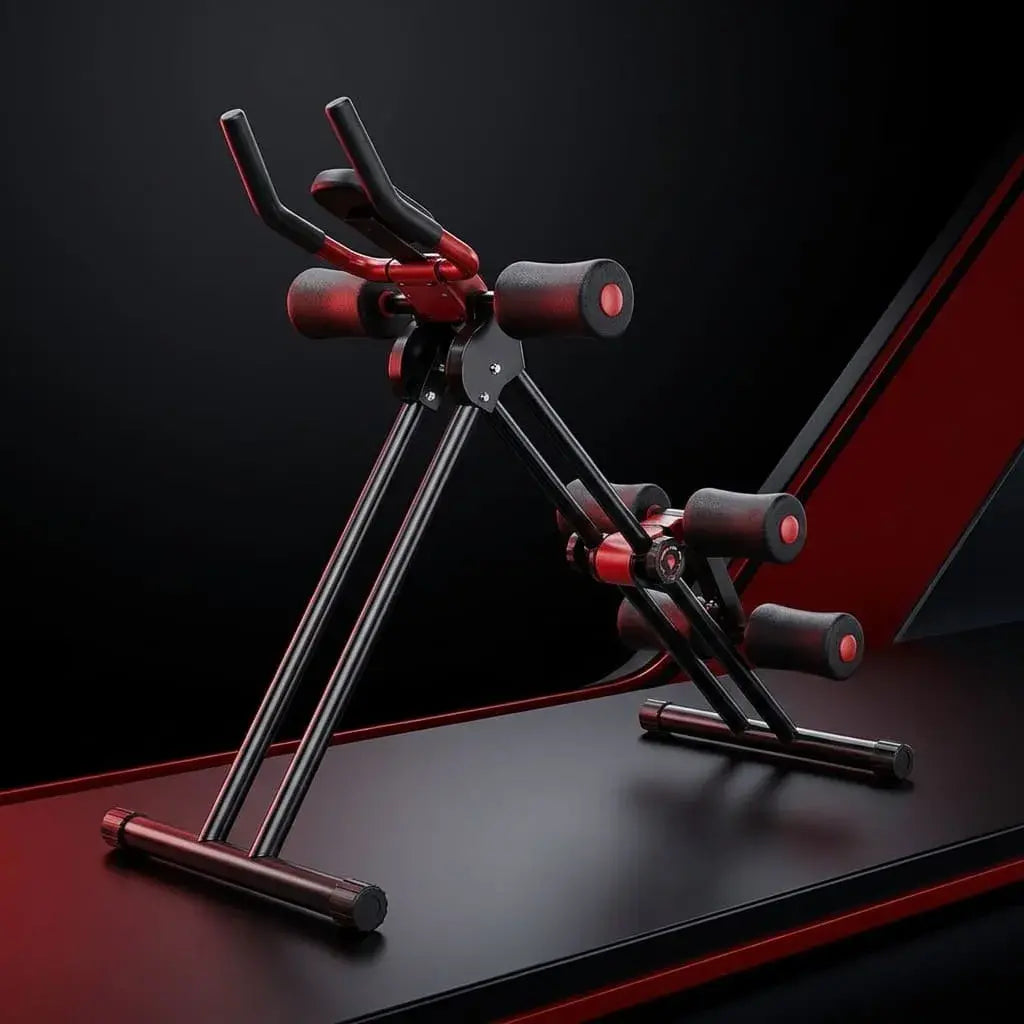 Máquina abdominal Ab Vertical Five Shapers plegable para ejercicio en casa. Incluye contador, inclinación ajustable, apoyos acolchados y estructura resistente.