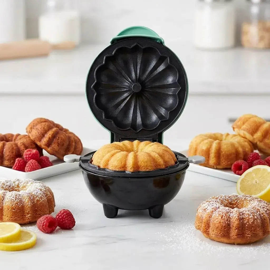 Máquina Eléctricapara mini tortas con calentamiento rápido, superficie antiadherente y diseño compacto, ideal para preparar postres caseros, fiestas y meriendas.