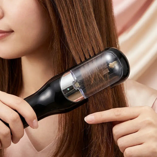 Máquina quita horquilla recargable para cabello. Ayuda a retirar puntas abiertas sin cortar el largo, con uso práctico, inalámbrico y fácil desde casa.