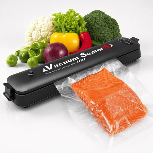 Compra máquina selladora de bolsas al vacío 110V, ideal para conservar alimentos frescos por más tiempo y optimizar el almacenamiento en casa.