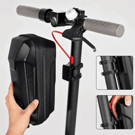 Compra maletín organizador para patineta scooter impermeable EVA, con compartimentos múltiples y correa de transporte, práctico y resistente.