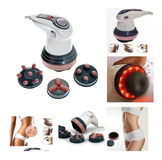 Masajeador corporal infrarrojo Body Innovation con estimulación magnética, diseño ergonómico, malla removible y 3 cabezales intercambiables para uso doméstico.