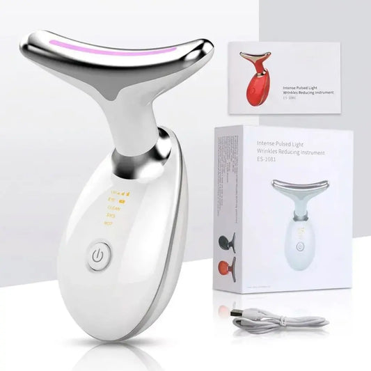 Masajeador facial antiedad recargable con 3 intensidades de vibración. Ideal para rostro, cuello y aplicación de sueros, cremas y aceites faciales.