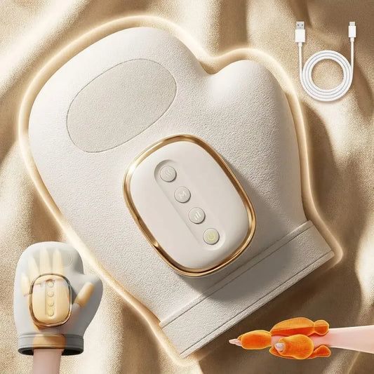 Masajeador de manos 360 con compresión de aire, calor ajustable y diseño portátil. Ideal para brindar relajación y bienestar en dedos, palmas y muñecas.