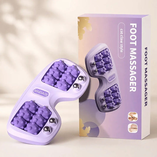Masajeador manual para pies con rodillos e imanes, diseño ergonómico y portátil. Ideal para disfrutar una sensación de descanso y relajación diaria.
