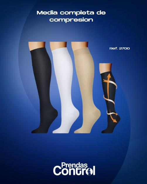 Medias de compresión graduada cómodas y ajustables. Ideales para uso diario y sensación de descanso en las piernas. Disponibles en varios colores.
