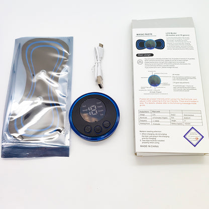 Mini masajeador EMS portátil recargable por USB, compacto y fácil de usar para estimulación muscular suave, relajación y bienestar diario en casa u oficina.
