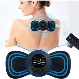 Mini parche masajeador eléctrico corporal portátil para masaje localizado en abdomen, brazos, cuello, espalda, hombros y piernas. Ideal para relajación, bienestar diario y confort corporal.