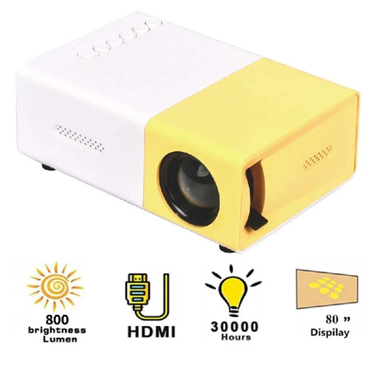 Mini proyector portátil YG300 de bolsillo con entradas HDMI, USB, AV y microSD. Ideal para cine en casa, películas y entretenimiento en espacios oscuros.