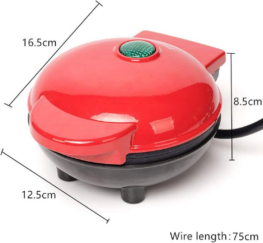 Mini waflera eléctrica portátil con superficie antiadherente. Ideal para preparar waffles y snacks rápidos en casa de forma fácil y práctica
