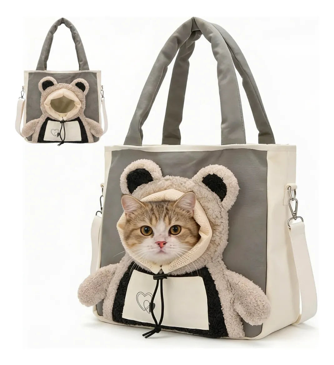 Compra mochila transportadora para mascotas pequeñas hasta 10 kg, diseño oso, ligera, ventilada y cómoda ideal para viajes y paseos.