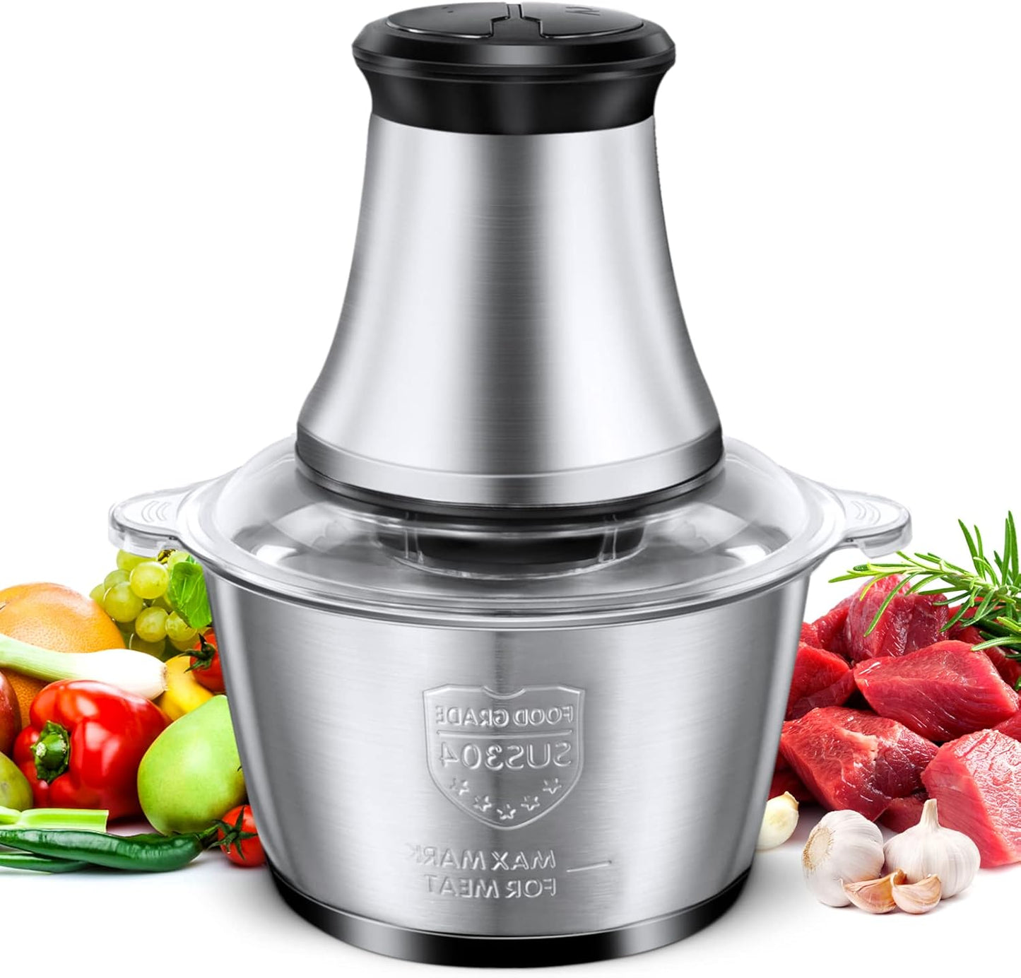 Molino eléctrico para carne de 2 litros multifuncional. Procesa alimentos rápido y fácil, ideal para cocina práctica y eficiente.