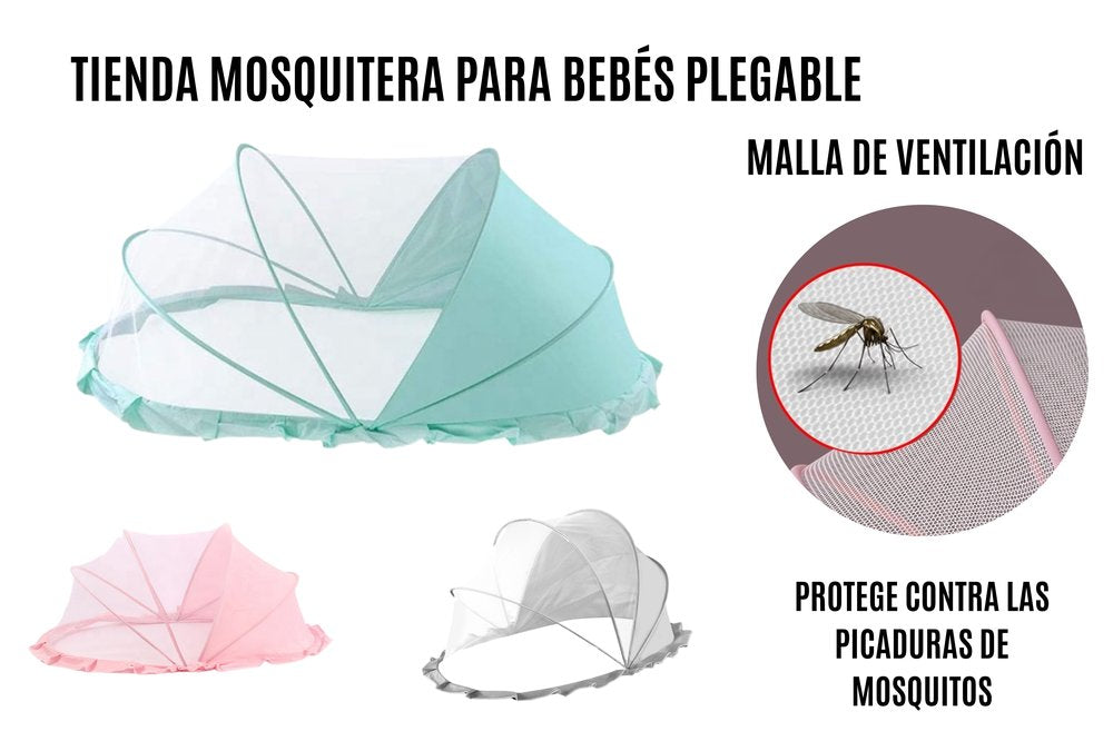Mosquitero plegable portátil para bebé con malla transpirable. Protege contra mosquitos e insectos, ideal para cuna, viajes y uso en interiores o exteriores.