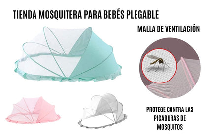 Mosquitero plegable portátil para bebé con malla transpirable. Protege contra mosquitos e insectos, ideal para cuna, viajes y uso en interiores o exteriores.