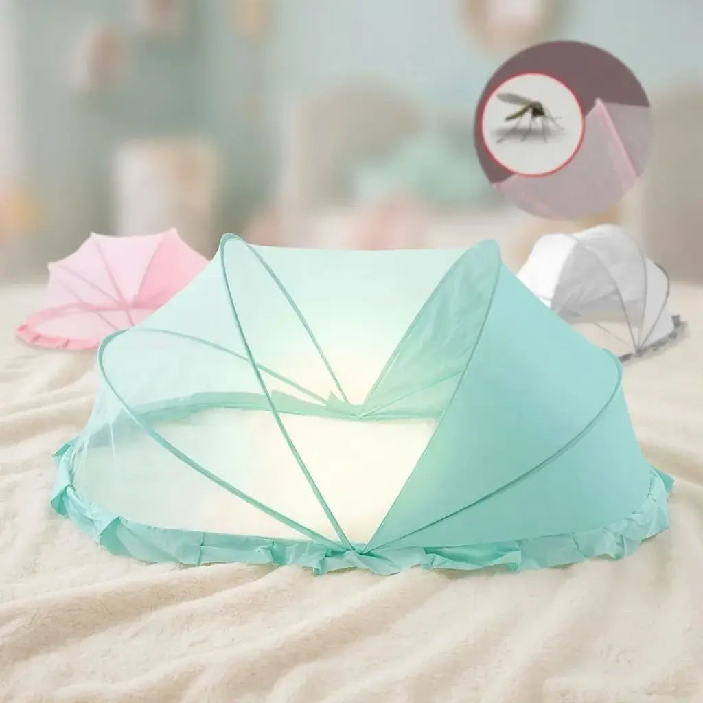 Mosquitero plegable portátil para bebé con malla transpirable. Protege contra mosquitos e insectos, ideal para cuna, viajes y uso en interiores o exteriores.