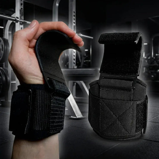Muñequeras levanta pesas con gancho de acero ajustables. Ideales para mejorar el agarre en gym, crossfit y entrenamiento de fuerza con mayor soporte.