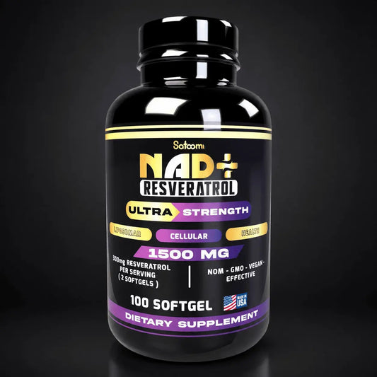 NAD Resveratrol Original con resveratrol y nicotinamida vitamina B3. Suplemento nutricional para adultos con registro INVIMA RSA-0010060-2020, enfocado en bienestar celular, vitalidad y cuidado integral.
