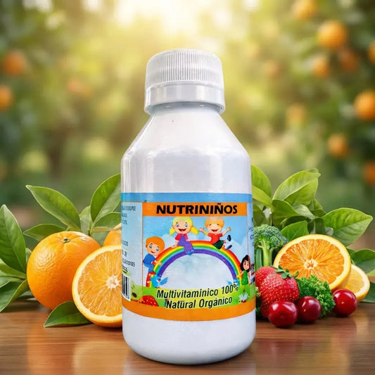 Nutriniños Naturavis, multivitamínico homeopático infantil de venta libre para acompañar apetito, defensas, desarrollo, salud visual, nutrición diaria y bienestar general.
