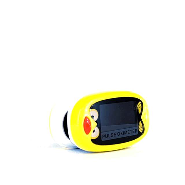 Oxímetro pediátrico infantil portátil para niños, medidor de oxígeno SpO₂ y frecuencia cardíaca con pantalla digital, uso sencillo y diseño compacto.
