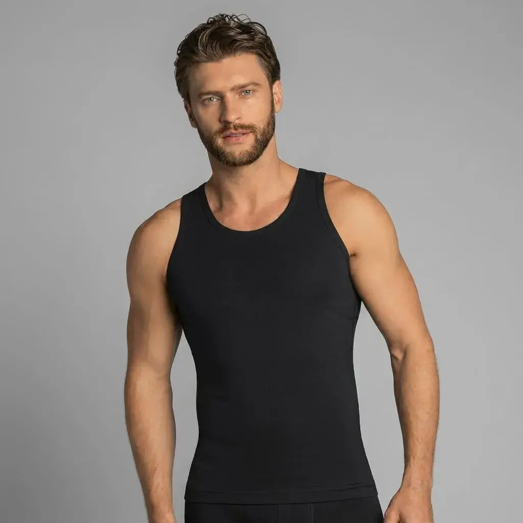 Pack x2 Camisillas Tipo Faja de soporte diario. Prendas elásticas, transpirables y discretas para usar bajo camisas, camisetas y ropa casual.